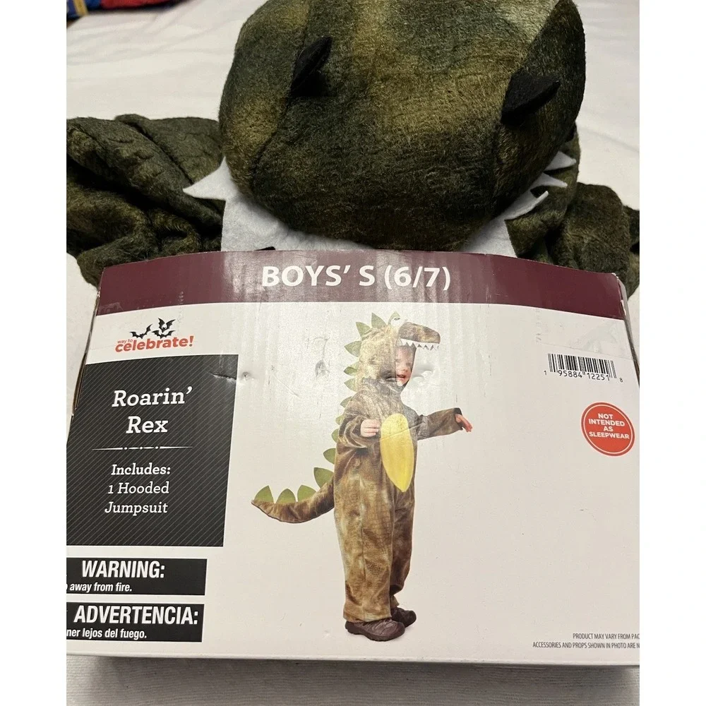 NWT Rubies Roarin Rex Dinasaur Hooded Jumpsuit Halloween Costume Med (6/7)